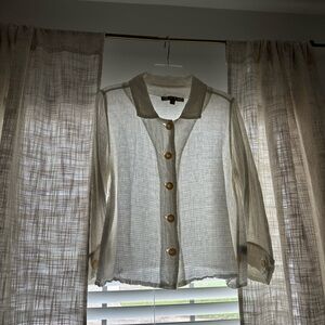 Flax 100% Linen Button-Up Blouse with Buttons Coastal Summer Top